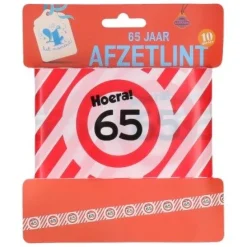 Afzetlint verkeersbord 65 jaar - 10m