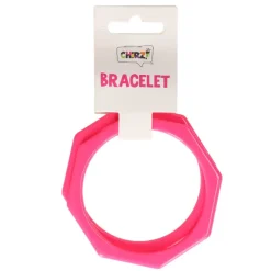 Armbanden hoekig neon roze set 2 stuks