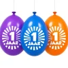 Ballonnen 1 jaar meerkleurig 30 cm - 10 stuks