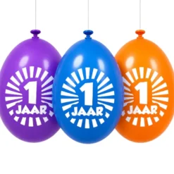 Ballonnen 1 jaar meerkleurig 30 cm - 10 stuks
