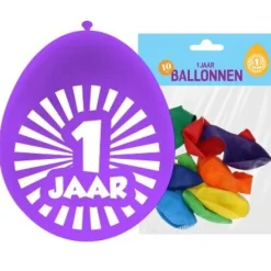 Ballonnen 1 jaar meerkleurig 30 cm - 10 stuks