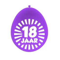 Ballonnen 18 jaar meerkleurig 30 cm - 10 stuks