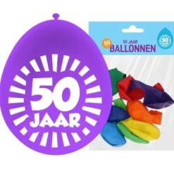 Ballonnen 50 jaar meerkleurig 30 cm – 10 stuks