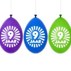 Ballonnen 9 jaar multikleur 30 cm - 10 stuks