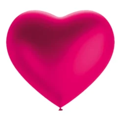 Ballonnen parelmoer hart donkerroze 30cm - 4 stuks