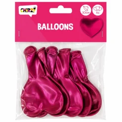 Ballonnen parelmoer hart donkerroze 30cm - 4 stuks