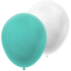 Ballonnen parelmoer wit/groen 30cm - 20 stuks