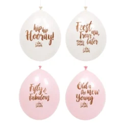 Ballonnen Sarah 50 jaar spreuken wit/roze - 8 stuks