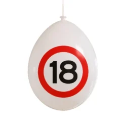 Ballonnen verkeersbord 18 jaar - 10 stuks