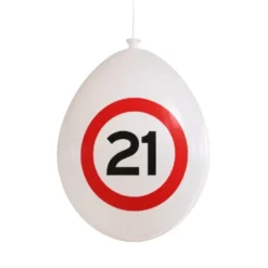 Ballonnen verkeersbord 21 jaar - 10 stuks