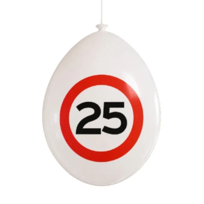 Ballonnen verkeersbord 25 jaar - 10 stuks