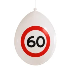 Ballonnen verkeersbord 60 jaar - 10 stuks