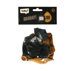 Ballonnen zwart/goud 100 - 8 stuks