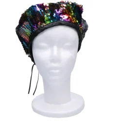 Baret met pailletten regenboog one size