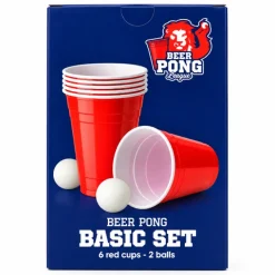 Beer Pong set - 6 bekers - rood - 2 ballen