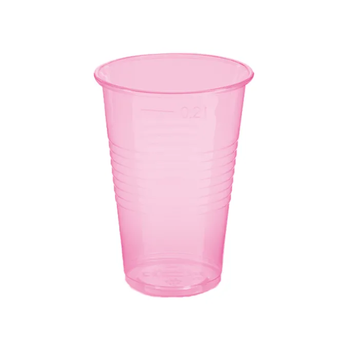 Bekers plastic roze – 50 stuks (200 ml)
