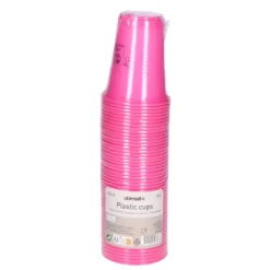 Bekers plastic roze – 50 stuks (200 ml)