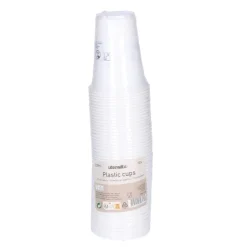 Bekers plastic wit – 50 stuks (200 ml)