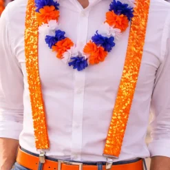 Bretels pailetten oranje