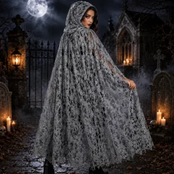 Cape Halloween grijs one size
