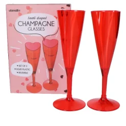 Champagneglazen rood hartjesvorm plastic