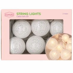 Cottonball lichtsnoer wit 10 ballen 2m