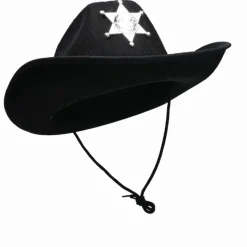 Cowboyhoed zwart met badge