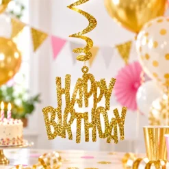 Decoratie happy birthday goud