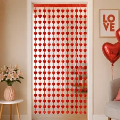 Deurgordijn hartjes folie rood 100 x 185cm