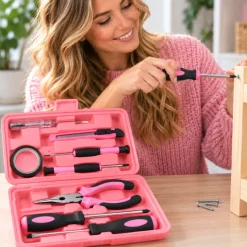 Doe-het-zelfgereedschapssets roze 9 stuks
