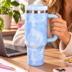 Drinkbeker to go marmer blauw 1200ml