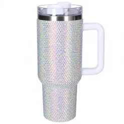 Drinkbeker to go zilver glitter diamant