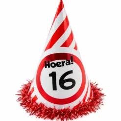 Feesthoed verkeersbord Hoera 16