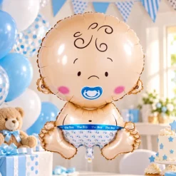 Folieballon baby boy blauw - 63 cm