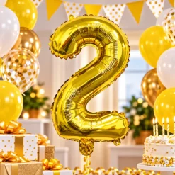 Folieballon cijfer 2 goud 70cm
