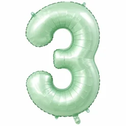 Folieballon cijfer 3 mintgroen - 80 cm