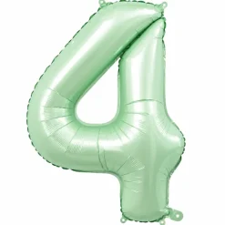 Folieballon cijfer 4 mintgroen - 80 cm