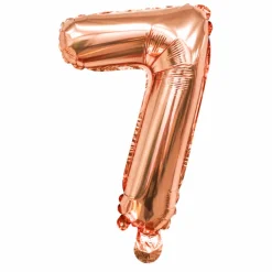 Folieballon cijfer 7 roségoud - 70 cm