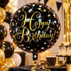 Folieballon Happy birthday rond zwart/goud - 33 cm