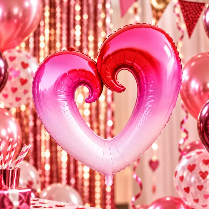 Folieballon hart roze verloop - 80cm
