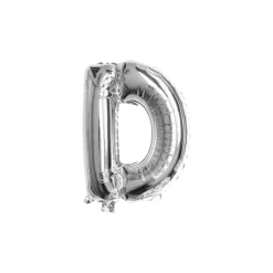 Folieballon letter D zilver - 35 cm
