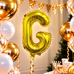 Folieballon letter G Goud - 35 cm
