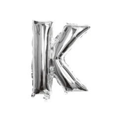 Folieballon letter K zilver - 35 cm