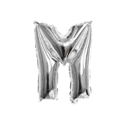 Folieballon letter M zilver - 35 cm