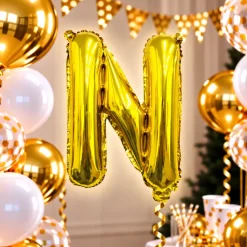 Folieballon letter N Goud - 35 cm