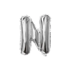 Folieballon letter N zilver - 35 cm