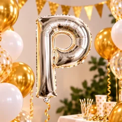 Folieballon letter P zilver - 35 cm