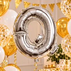 Folieballon letter Q zilver - 35 cm