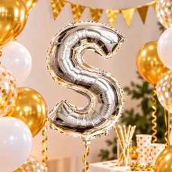 Folieballon letter S zilver - 35 cm