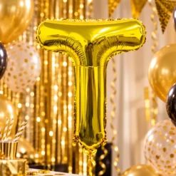 Folieballon Letter T Goud